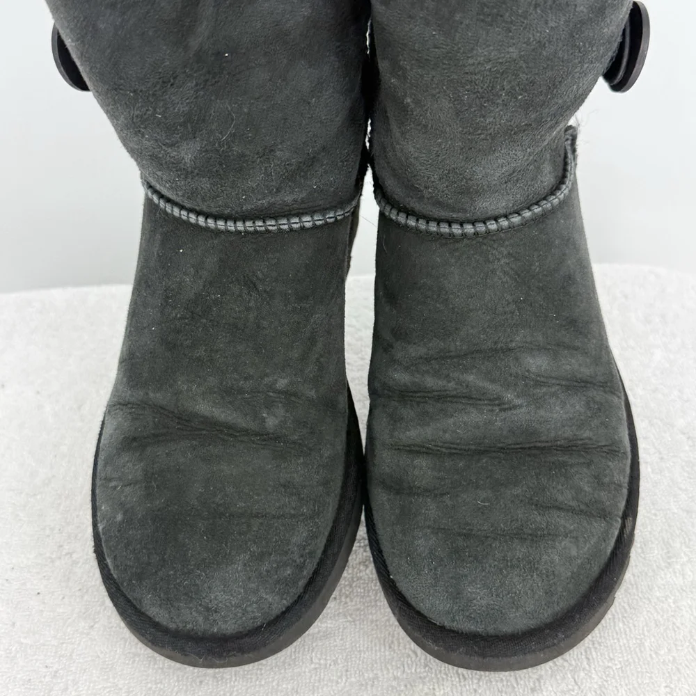 UGG Bailey Button Triplet II Women's Suede Tall Boot, Size 7 - Black (1016227)